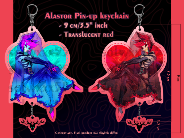 [IN-HAND] Hazbin Hotel Pin-Up Alastor + Vox Acrylic Keychains - Image 4