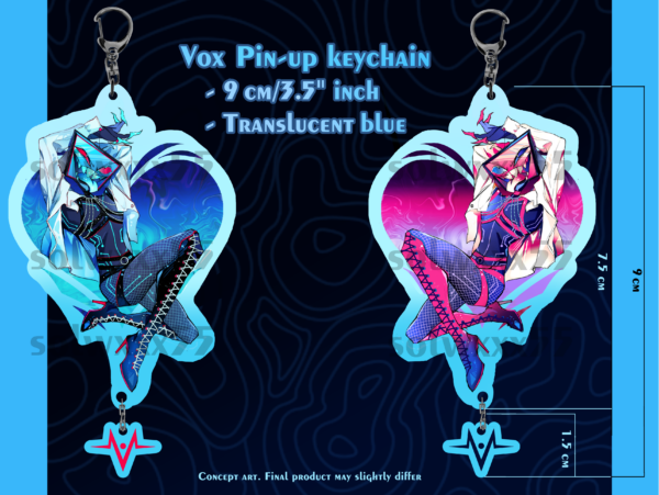 [IN-HAND] Hazbin Hotel Pin-Up Alastor + Vox Acrylic Keychains - Image 3