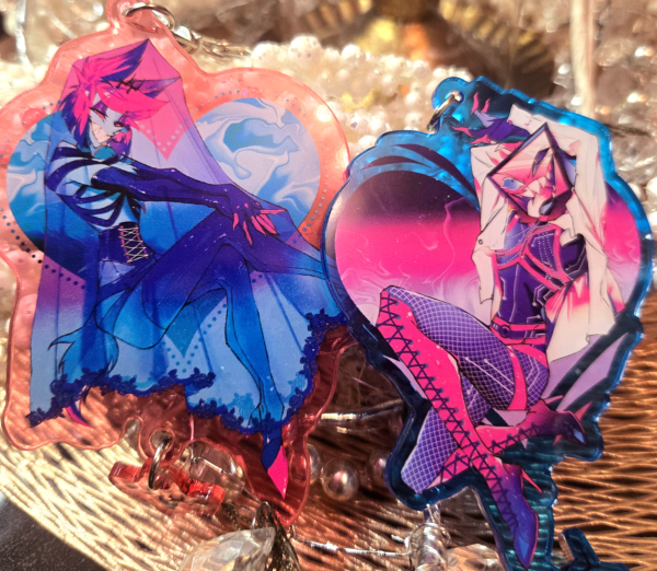 [IN-HAND] Hazbin Hotel Pin-Up Alastor + Vox Acrylic Keychains - Image 2