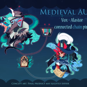 [IN-HAND] Hazbin Hotel Medieval Alastor & Vox 3" Connected Hard Enamel Pins